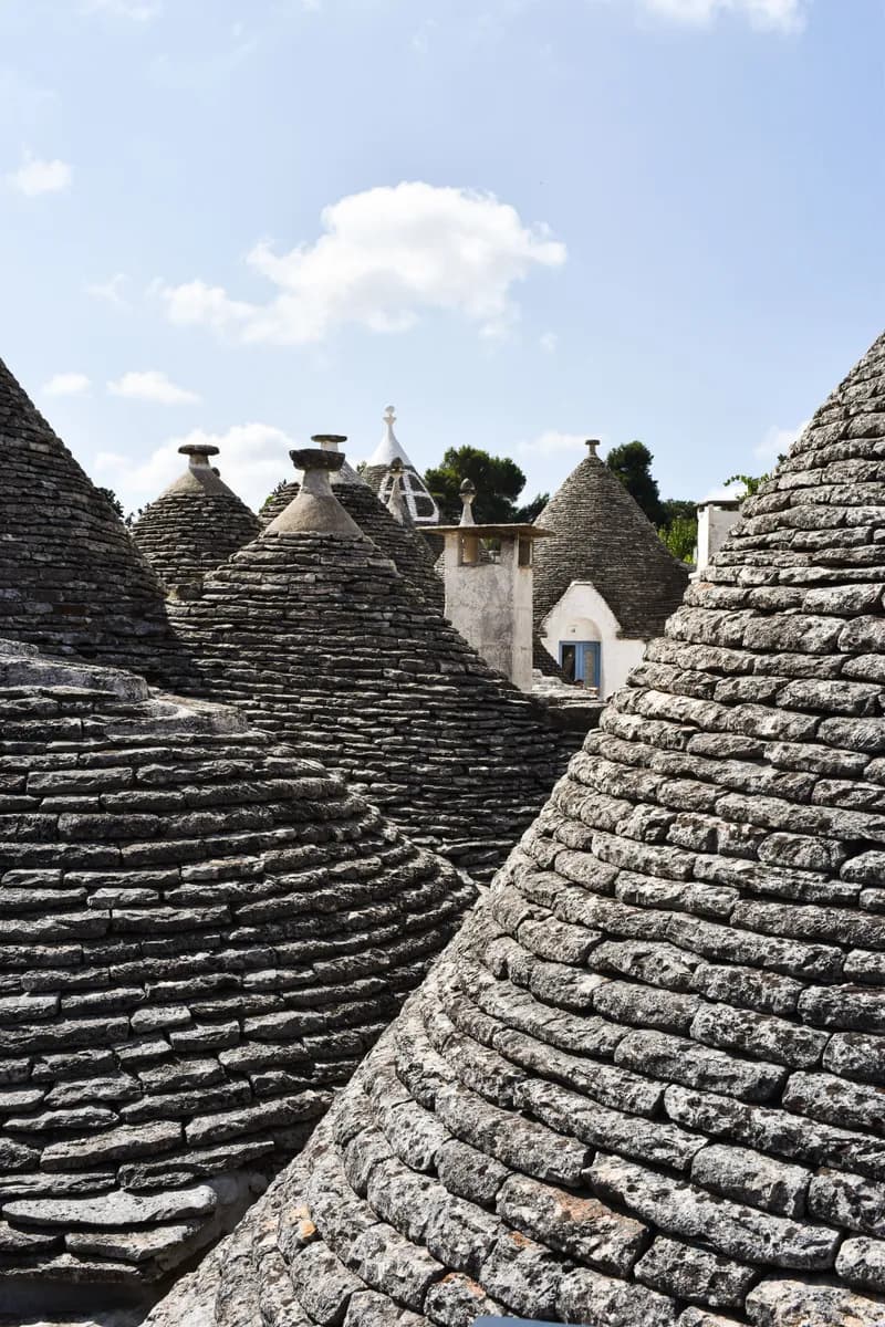 Exemple d'image BookNoFees : toits coniques en pierre des trulli, serrés les uns contre les autres