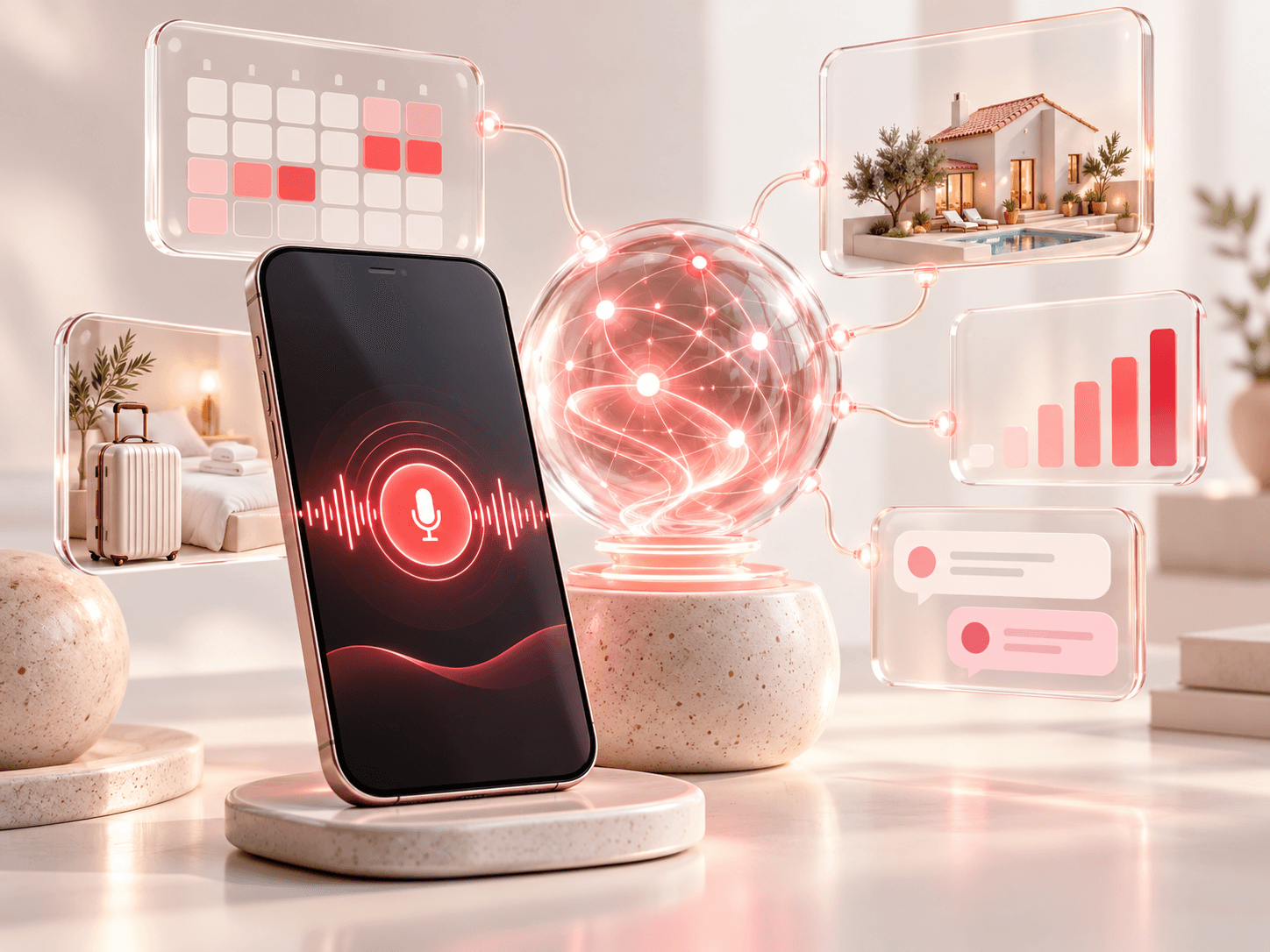 BookNoFees: Un assistant IA avec commande vocale, agenda, location de vacances et messages illustre l'avenir de la gestion des locations de vacances.