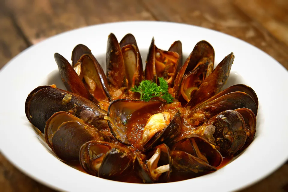 BookNoFees: Photo d’illustration : Moules cuites servies dans une assiette creuse